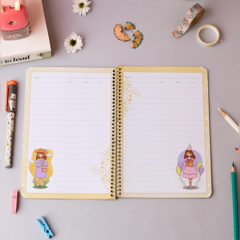 دفتر مشق 50 برگ دایان مدل حاشیه دار طرح امیلی کد 08