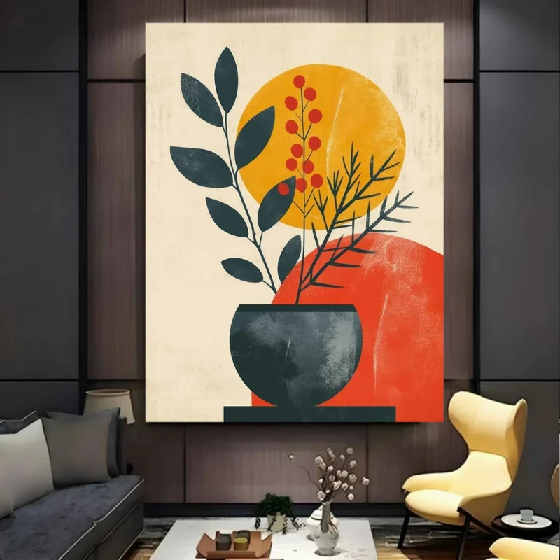 پوستر پارچه ای طرح مخمل  گلدان مدل مینیمال کد BK57940