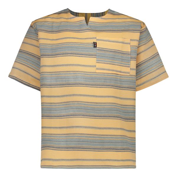 تیشرت آستین کوتاه مردانه یقه کوبایی مدل کنفی راه راه پهن کد T-NA-T