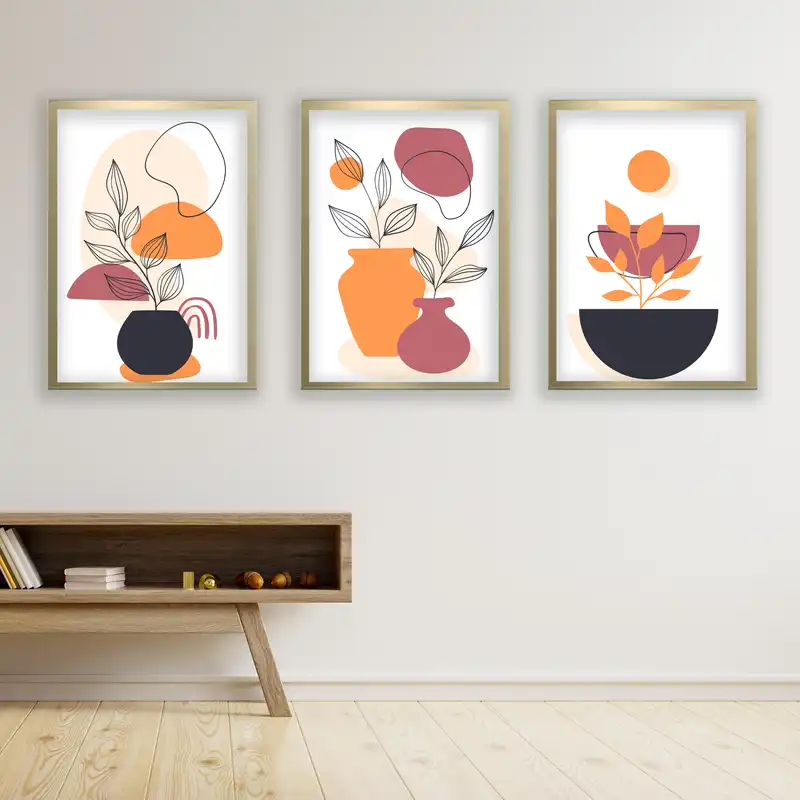 تابلو مدل مینیمال دکوراتیو کد LA-G30149 مجموعه 3 عددی