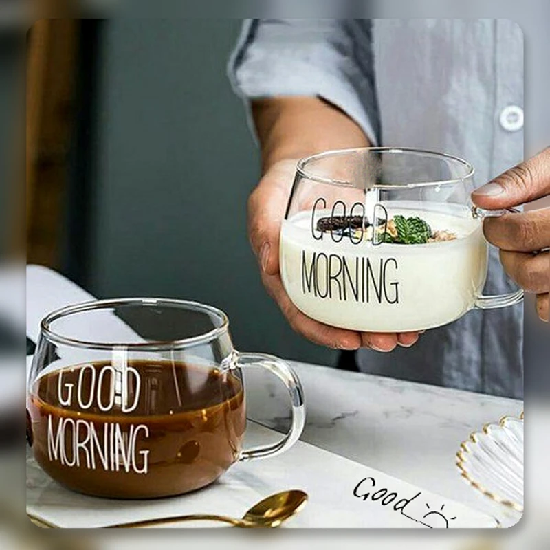 عکس شماره 10 : لیوان مدل good morning به همراه زیر لیوانی