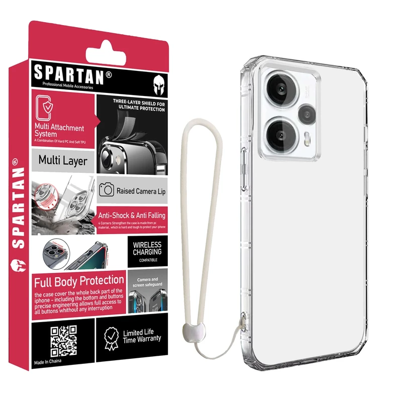 کاور اسپارتان مدل Airbag Four-Sided Apple Strap مناسب برای گوشی موبایل شیائومی Poco F5 به همراه بندآویز