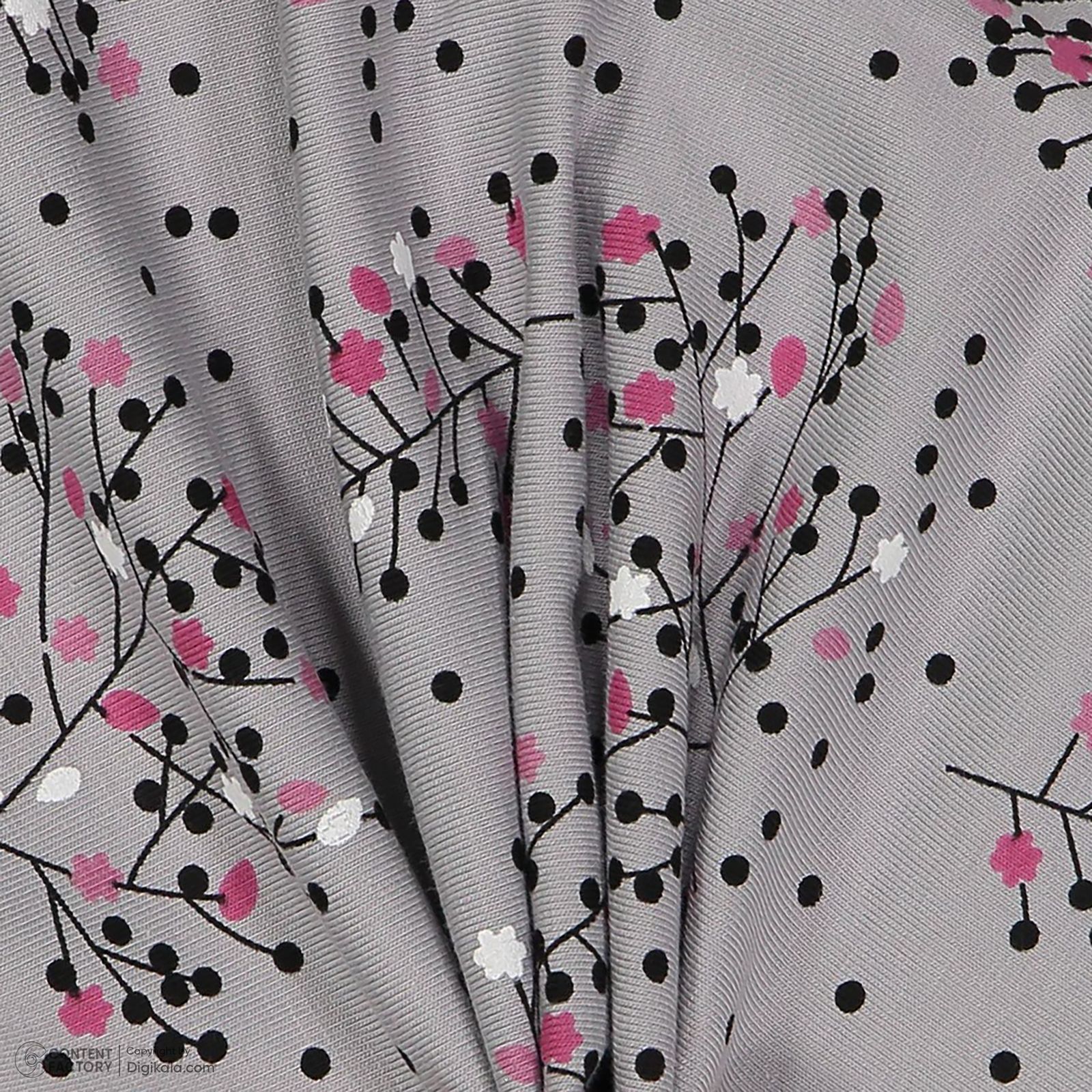 ست تی شرت و شلوار دخترانه ناربن مدل دایناسور رنگ طوسی - - 10