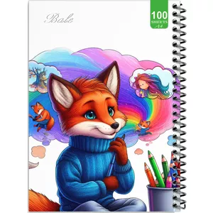 دفتر نقاشی 100 برگ بله مدل رحلی طرح فانتزی روباه نقاش کد A4-N116