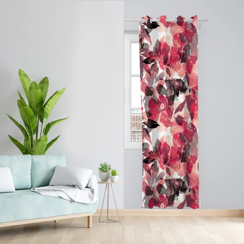 پرده طرح گل مدل مخمل پانچی کد L 517Z سایز 140x200 سانتی متر