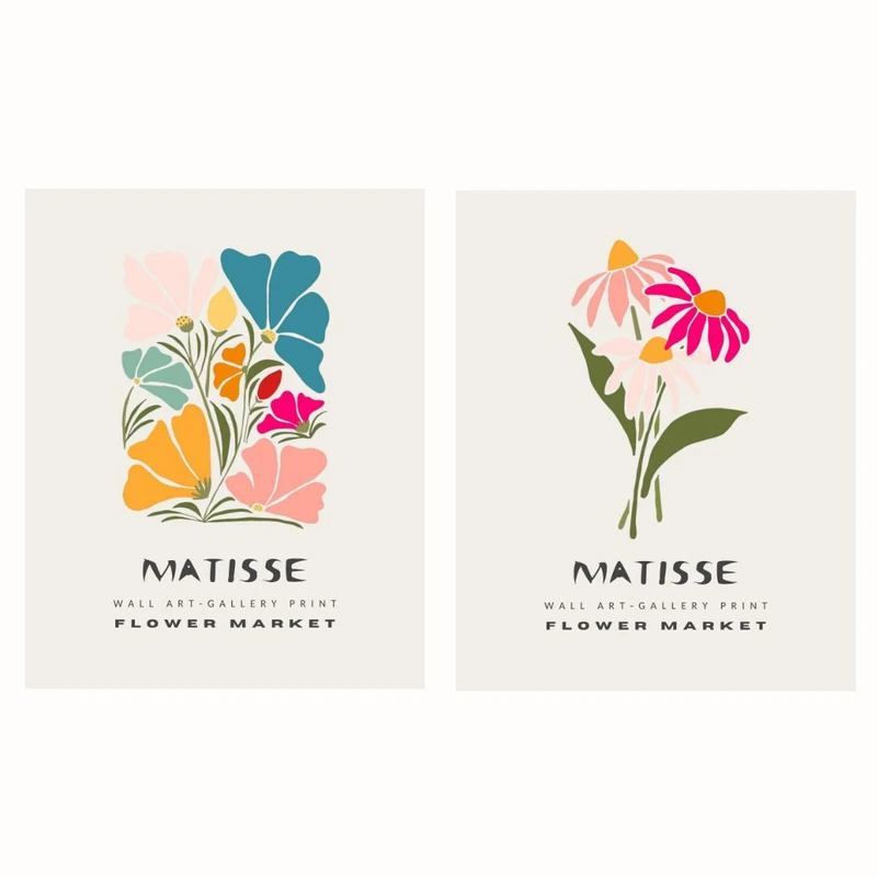 پوستر مدل مستر وینتیج ماتیس-بازار گل مجموعه 2 عددی