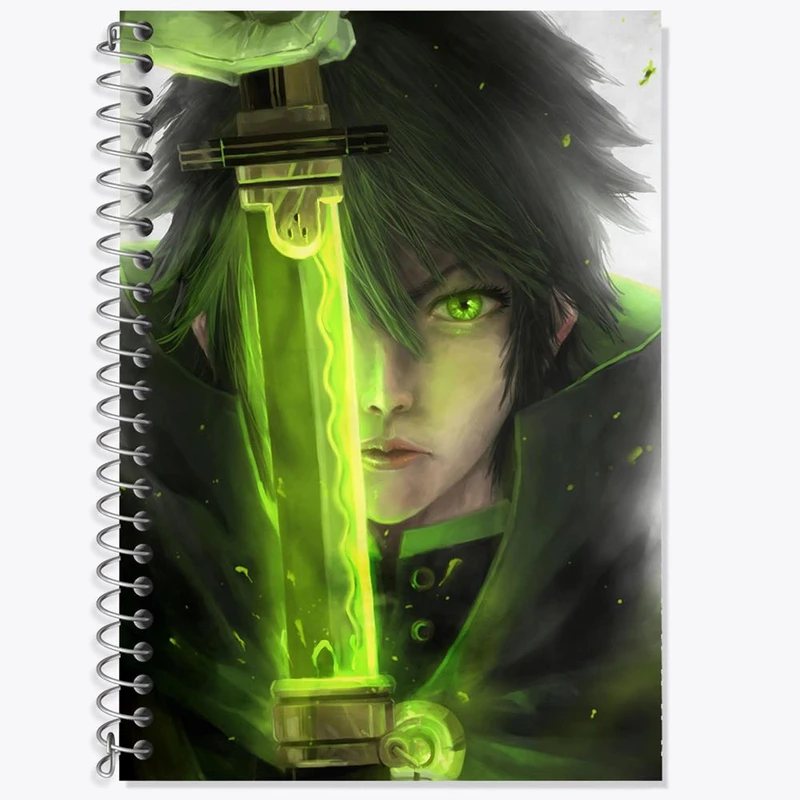 دفتر زبان 50 برگ خندالو مدل دو خط طرح یویچیرو هیاکویا انیمه اسرافیل پایانی کد 12656