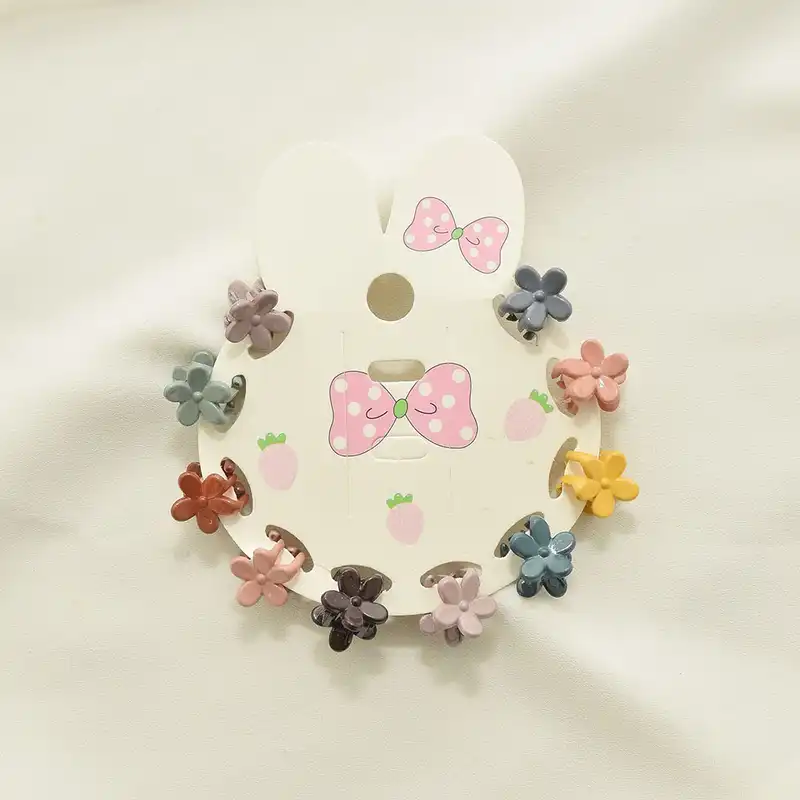 کلیپس مو زنانه مدل ریز بیبی طرح گل گلی نود براق بسته 8 عددی