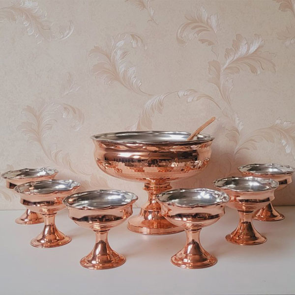 ست هدیه ظروف آجیل خوری مسی مدل لب چین کد ZH141.4