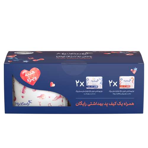 نوار بهداشتی مای لیدی مدل Instant Dry سایز بزرگ و خیلی بزرگ بسته 4 عددی به همراه کیف نوار بهداشتی