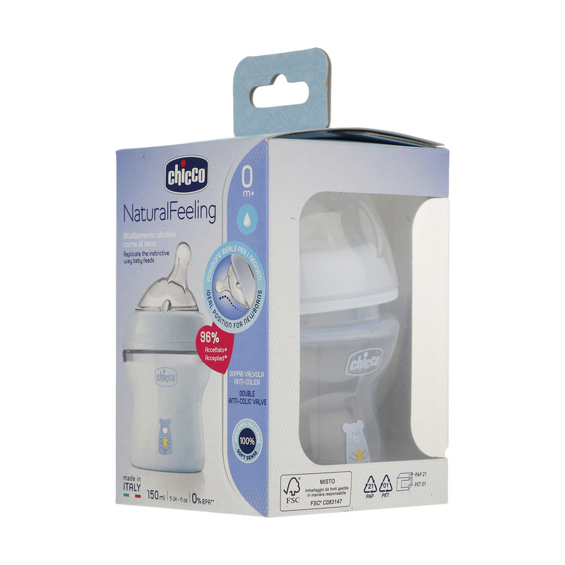 شیشه شیر چیکو مدل نچرال فیلینگ گنجایش 150 میلی لیتر