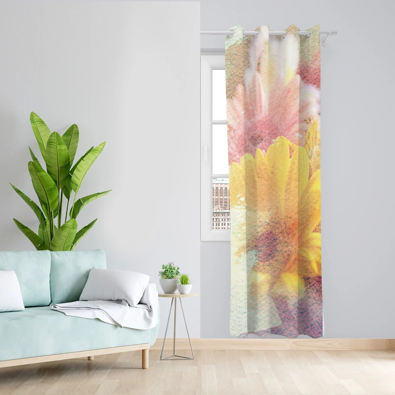 پرده طرح گل مدل مخمل پانچی کد L 447-448 Z سایز 140x200 سانتی متر