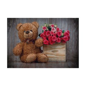 فرش ماشینی زانیس مدل اتاق کودک طرح تدی خرس زمینه قهوه ای