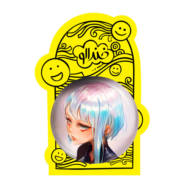 آینه جیبی خندالو مدل لوسی انیمه سایبرپانک کد 23983