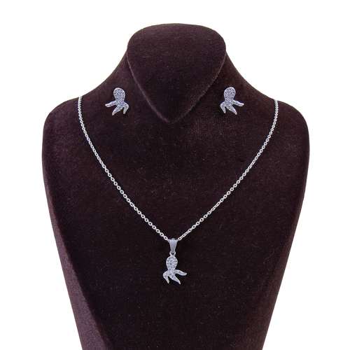 نیم ست نقره زنانه مدل فانتزی بازرگانی میلادی کد NTR_008