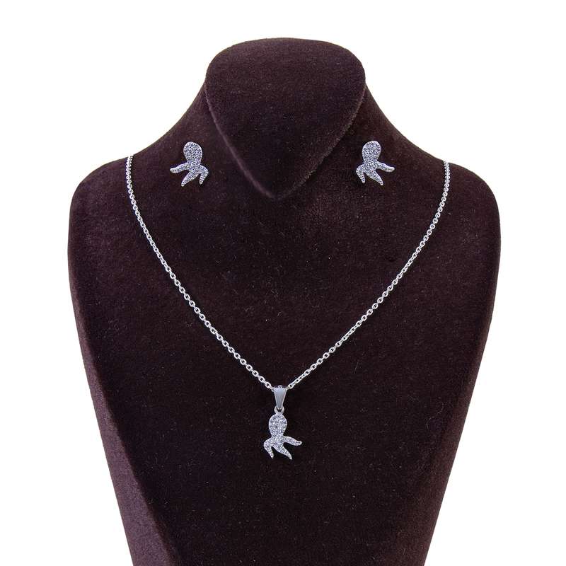 نیم ست نقره زنانه مدل فانتزی بازرگانی میلادی کد NTR_008