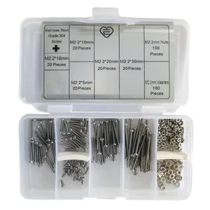 پیچ و مهره و واشر استیل کد M2 بسته 300 عددی