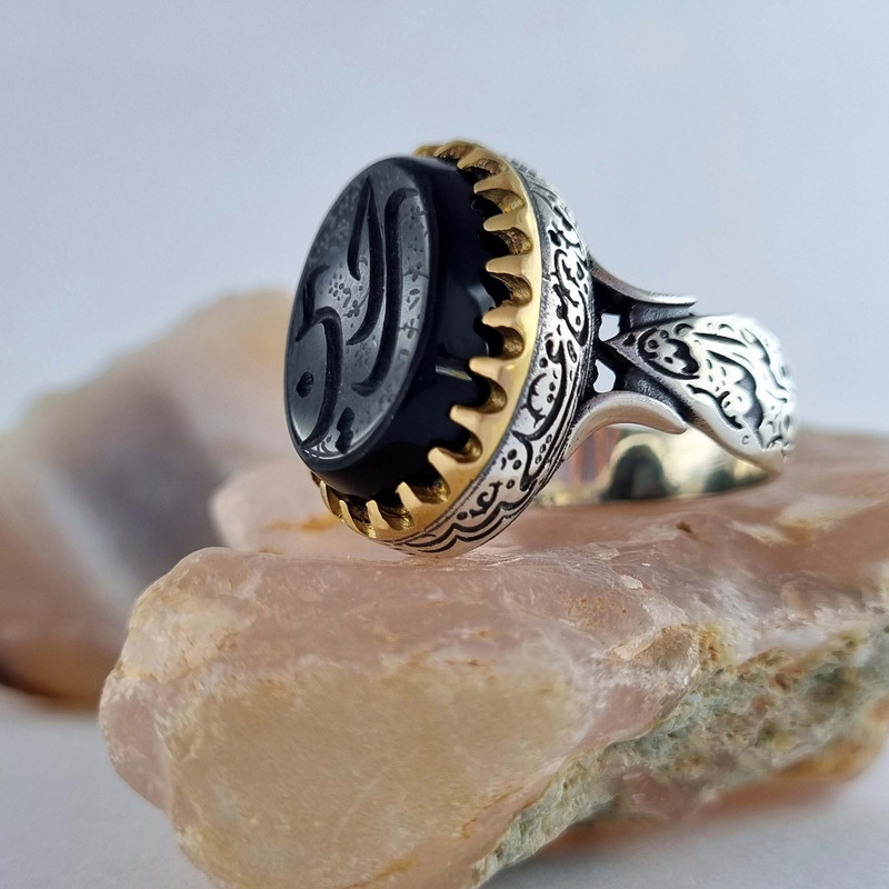 انگشتر نقره مردانه ملک زیور مدل علی مع الحق طرح حسین کد 407