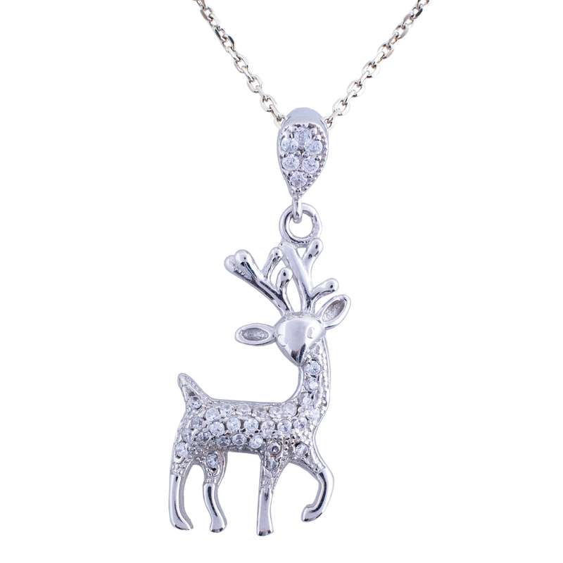 گردنبند نقره زنانه مدل گوزن کریسمس AMT_M108