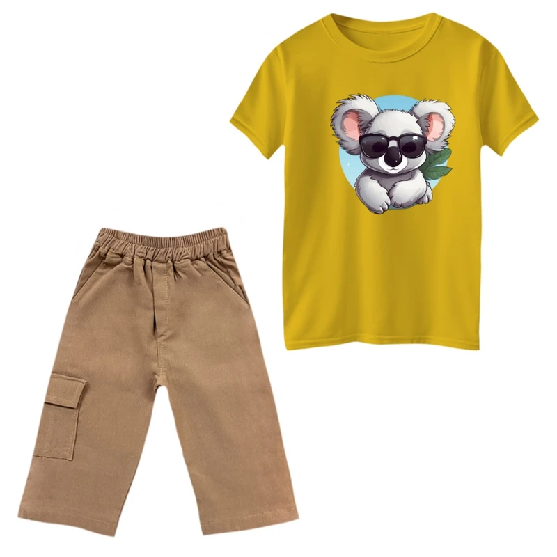 ست تی‌شرت و شلوارک پسرانه مدل کوالا و عینک