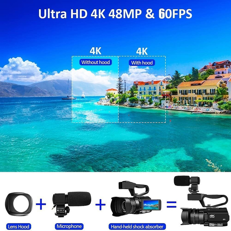 دوربین فیلم برداری مدل  4K Camcorder 48MP 60FPS 30X IR Night Vision