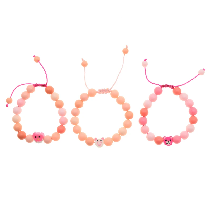 دستبند دخترانه دلنار گالری مدل حیوانات بامزه بسته 3 عددی