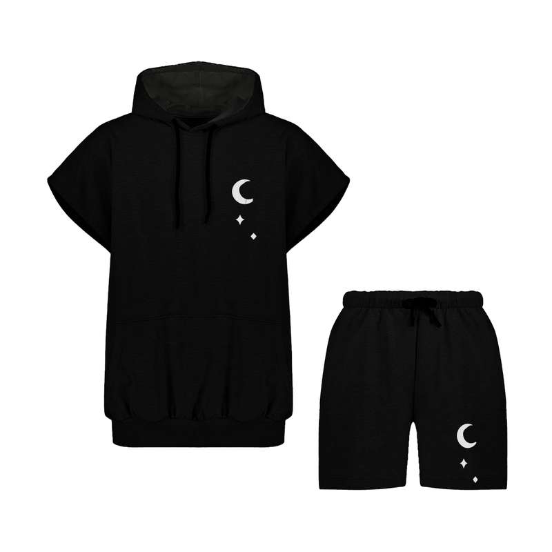 ست تی شرت و شلوارک مردانه مدل moon and skull