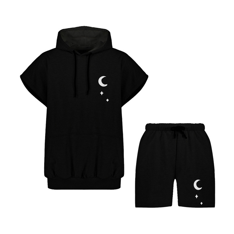 ست تی شرت و شلوارک مردانه مدل moon and skull