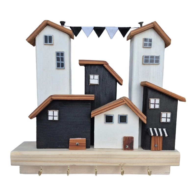 جاکلیدی دیواری چوبی مدل شهر