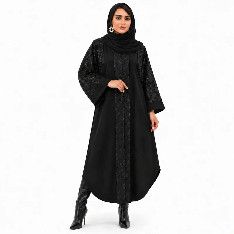مانتو مجلسی زیر زانو زنانه مدل ساده