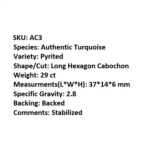 سنگ فیروزه مدل رگه پیریت دار کد AC3