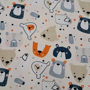 پارچه لباس عرض 1.5 متر مدل خرس رنگ شیری