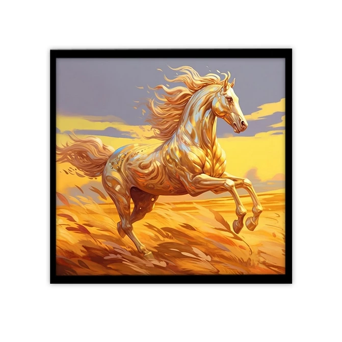 تابلو نوری بکلیت طرح گرافیکی اسب طلایی مدل B-MID-19008