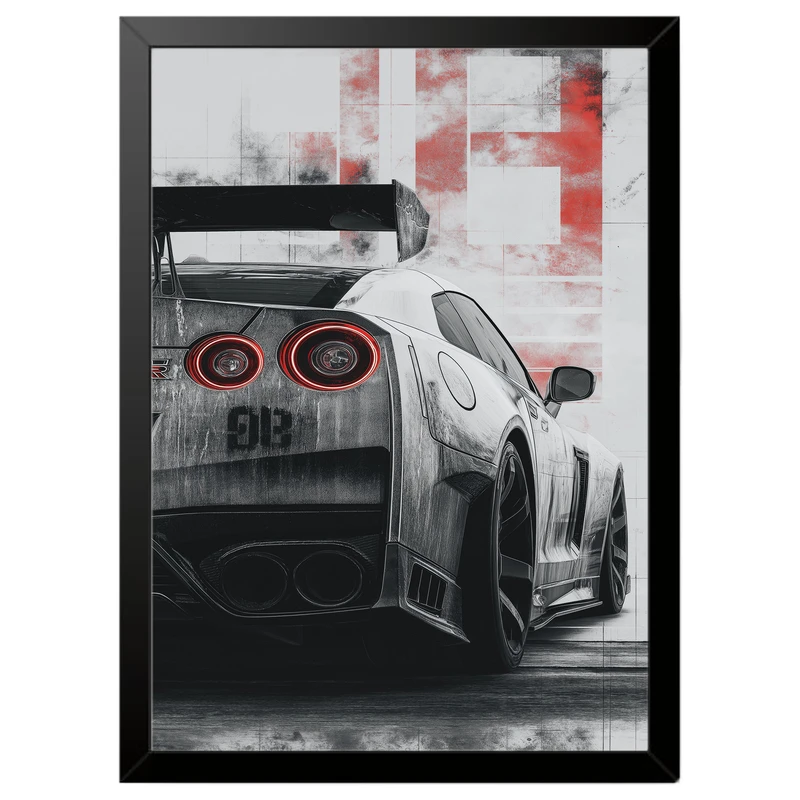تابلو بکلیت طرح ماشین و خودرو نیسان NISSAN GT-R R35 مدل B-pe130108 فریم مشکی