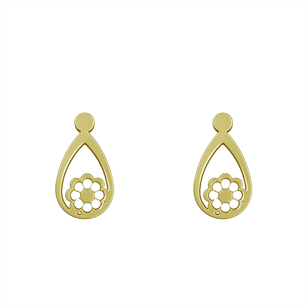 گوشواره طلا 18 عیار زنانه مدوپد مدل گل کد GA1-11759