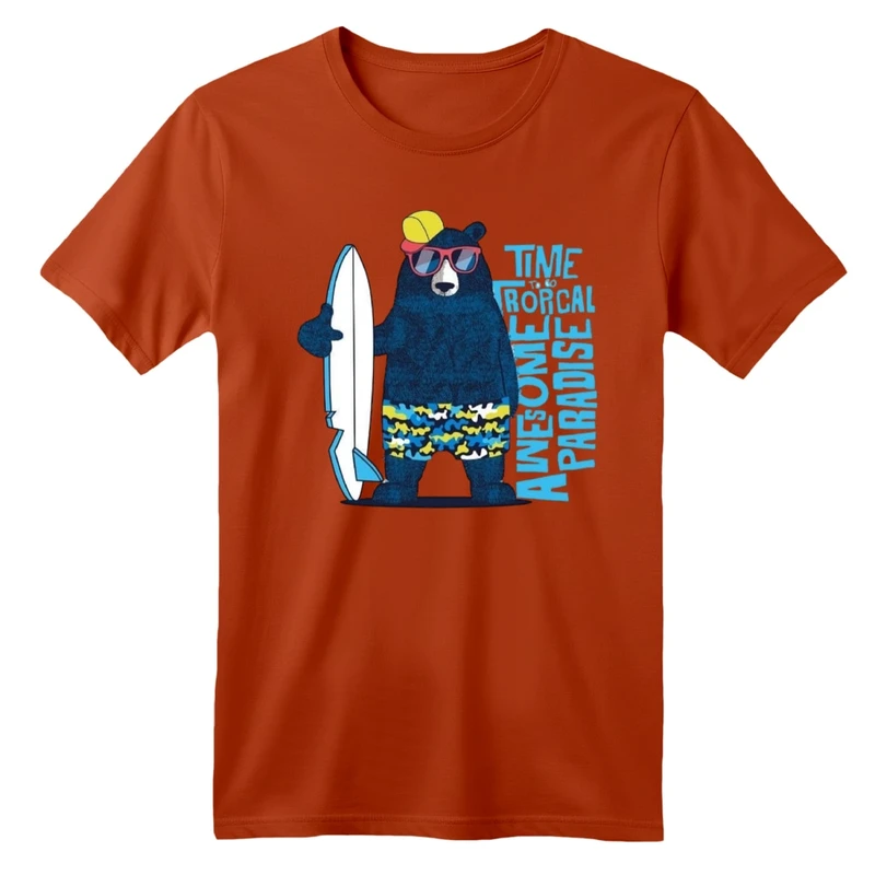 تی شرت آستین کوتاه بچگانه مدل خرس اسکی