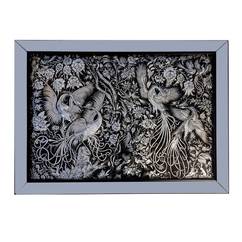 تابلو قلمزنی مدل آینه کاری سیمرغ