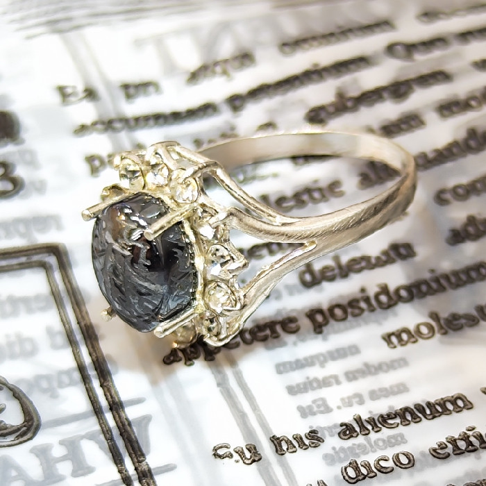 انگشتر نقره زنانه مدل سنگ حدید هفت جلاله کد ۸۸۸