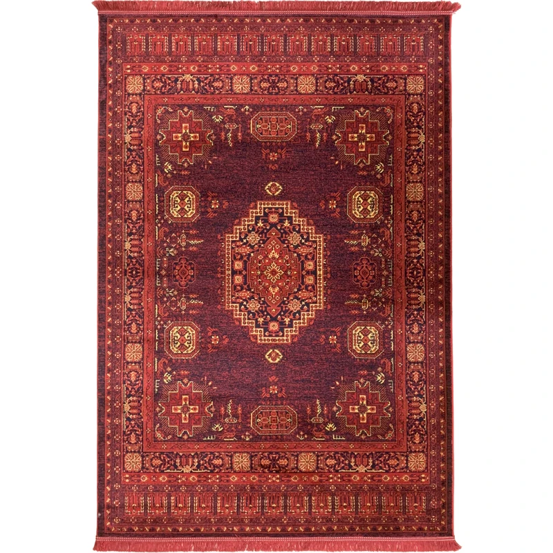 فرش ماشینی 500 شانه لک لک  زمینه لاکی حاشیه لاکی مدل 006