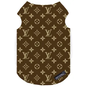 لباس سگ و گربه 27 طرح Louis Vuitton Background Brown کد MH381 سایز S