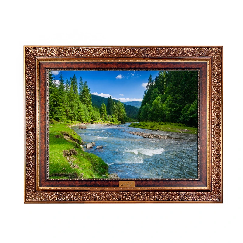 تابلو فرش ماشینی نقش نگار رضوی طرح رودخانه کد 127KC