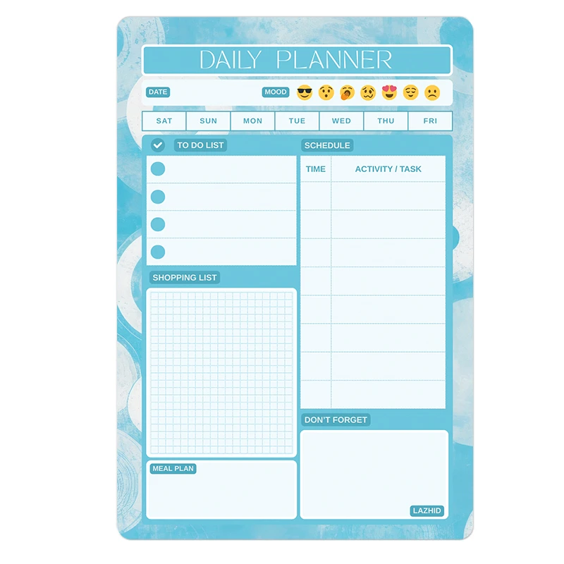 تخته وایت برد لاژید طرح پلنر روزانه مدل آهنربایی سایز 20×30 سانتیمتر