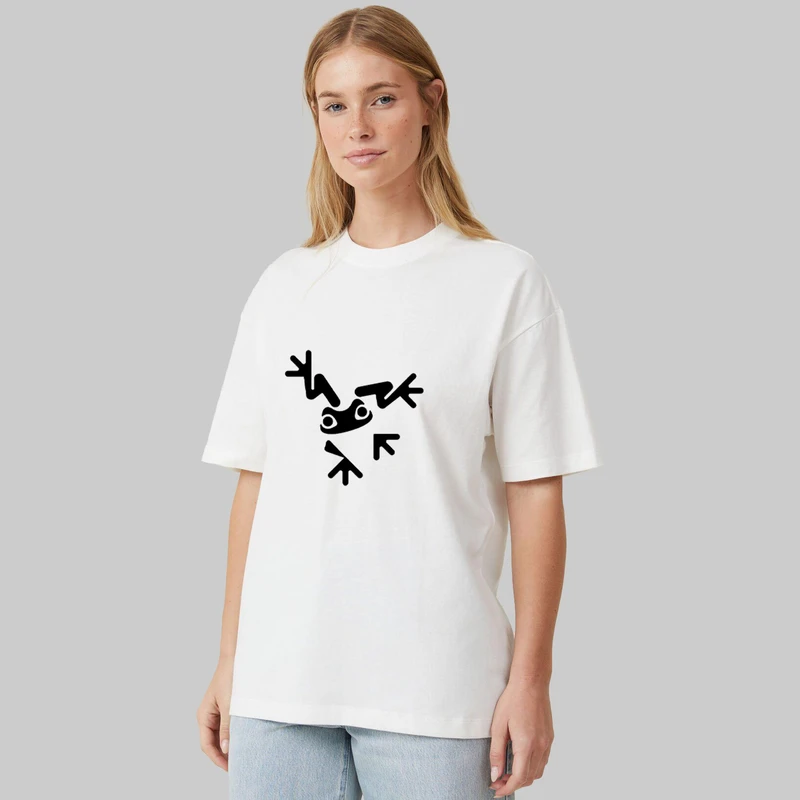 تی شرت آستین کوتاه زنانه پنبه طرح frog