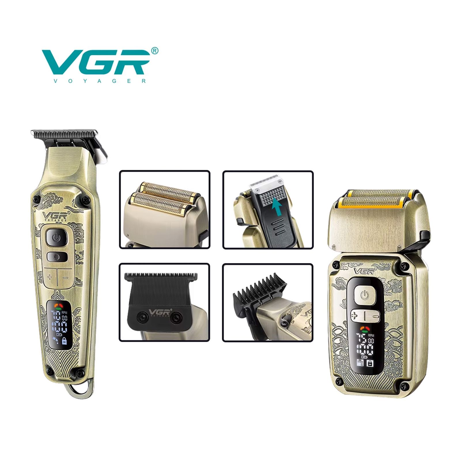 ماشین اصلاح موی سر و صورت وی جی ار مدل V-641 مجموعه 2 عددی -  - 4