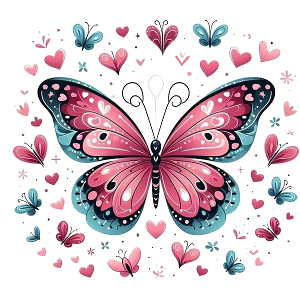 استیکر پارچه و لباس پاد آفرین طرح پروانه و قلب کد 1125