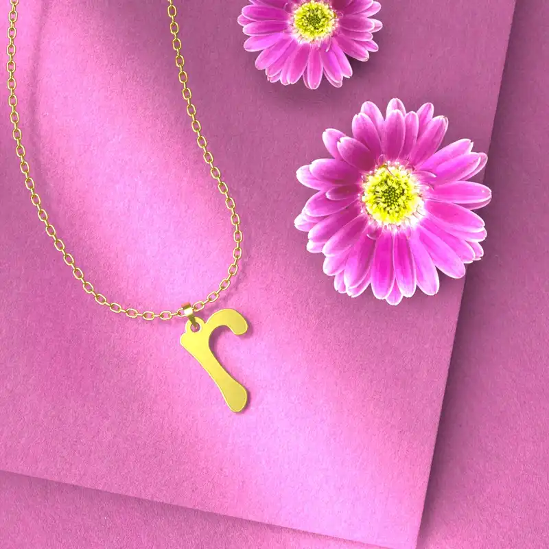 گردنبند طلا 18 عیار زنانه مدوپد مدل حرف R کد H3-1-1505