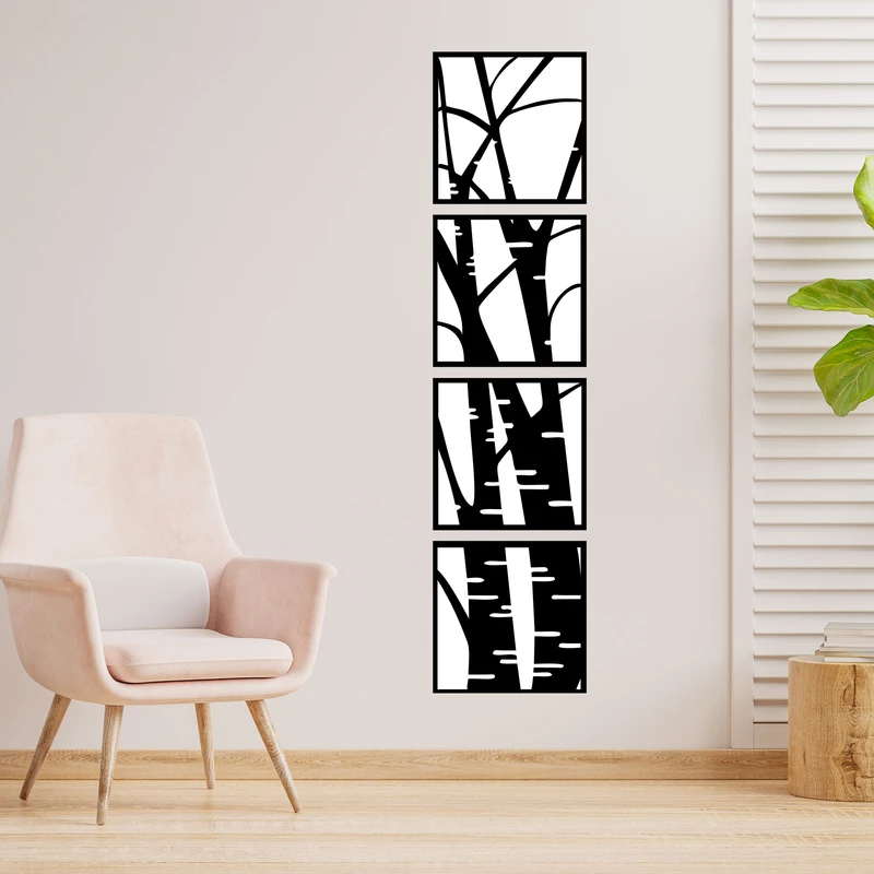 دیوارکوب طرح شاخه درخت مدل A1501-1040 مجموعه 4 عددی