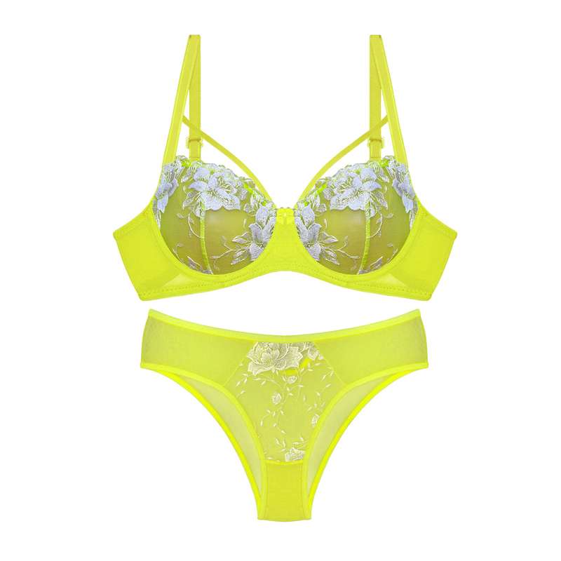 ست شورت و سوتین زنانه مدل نارسیس کد NO-55006 رنگ زرد