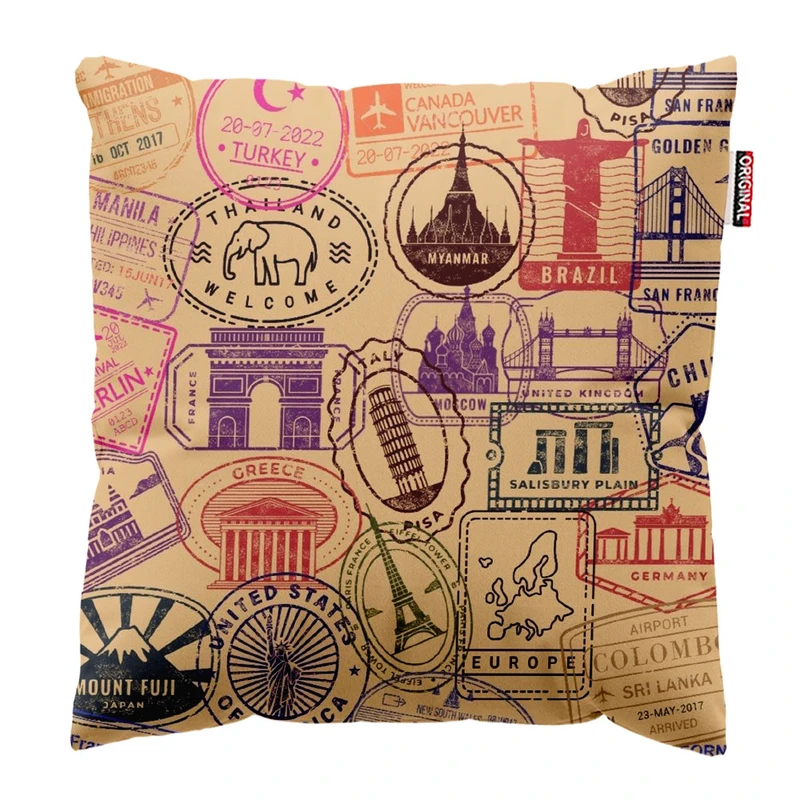  کوسن پاد آفرین طرح کشورها کد 3883 سایز 30*30 سانتی متر