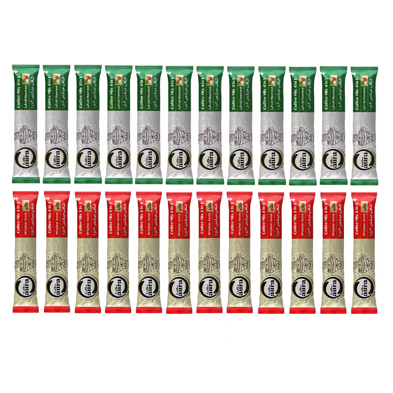 کافی میکس فندقی 1 × 4 و کافی میکس 1 × 3 آورا  بسته 24 عددی